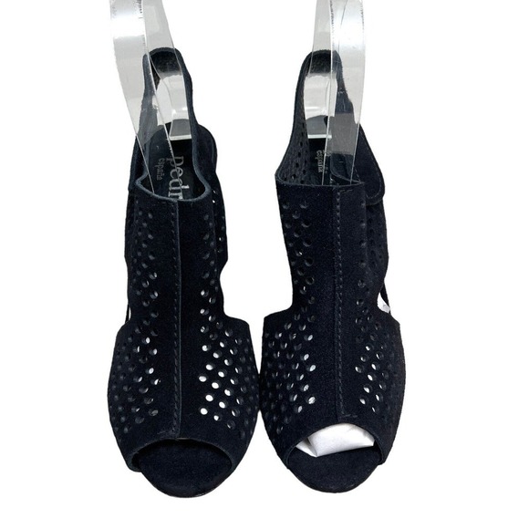 Pedro Garcia Pump Stiletto Black Suede Perforated Slingback Peep Toe Women 40.5 - Picture 4 of 8
